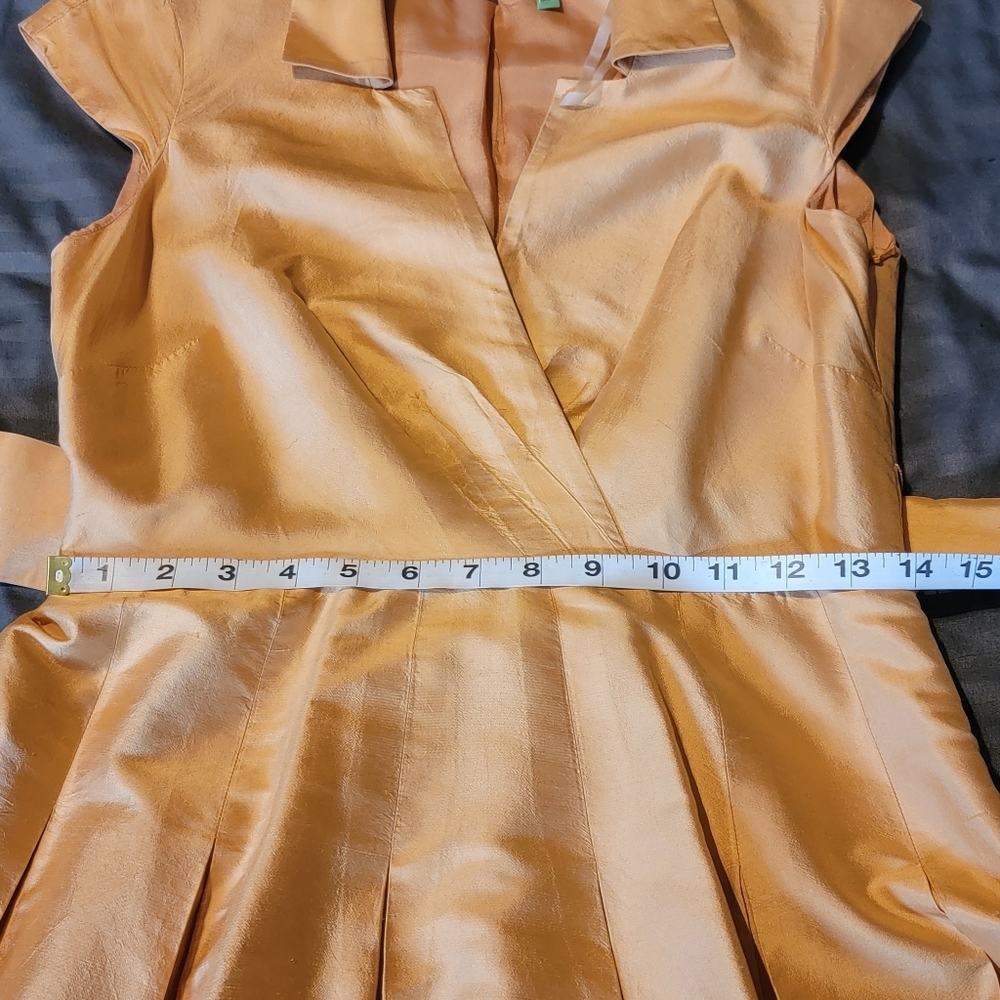 Anne Klein Mustard dress small 100% Silk - Picture 11 of 15